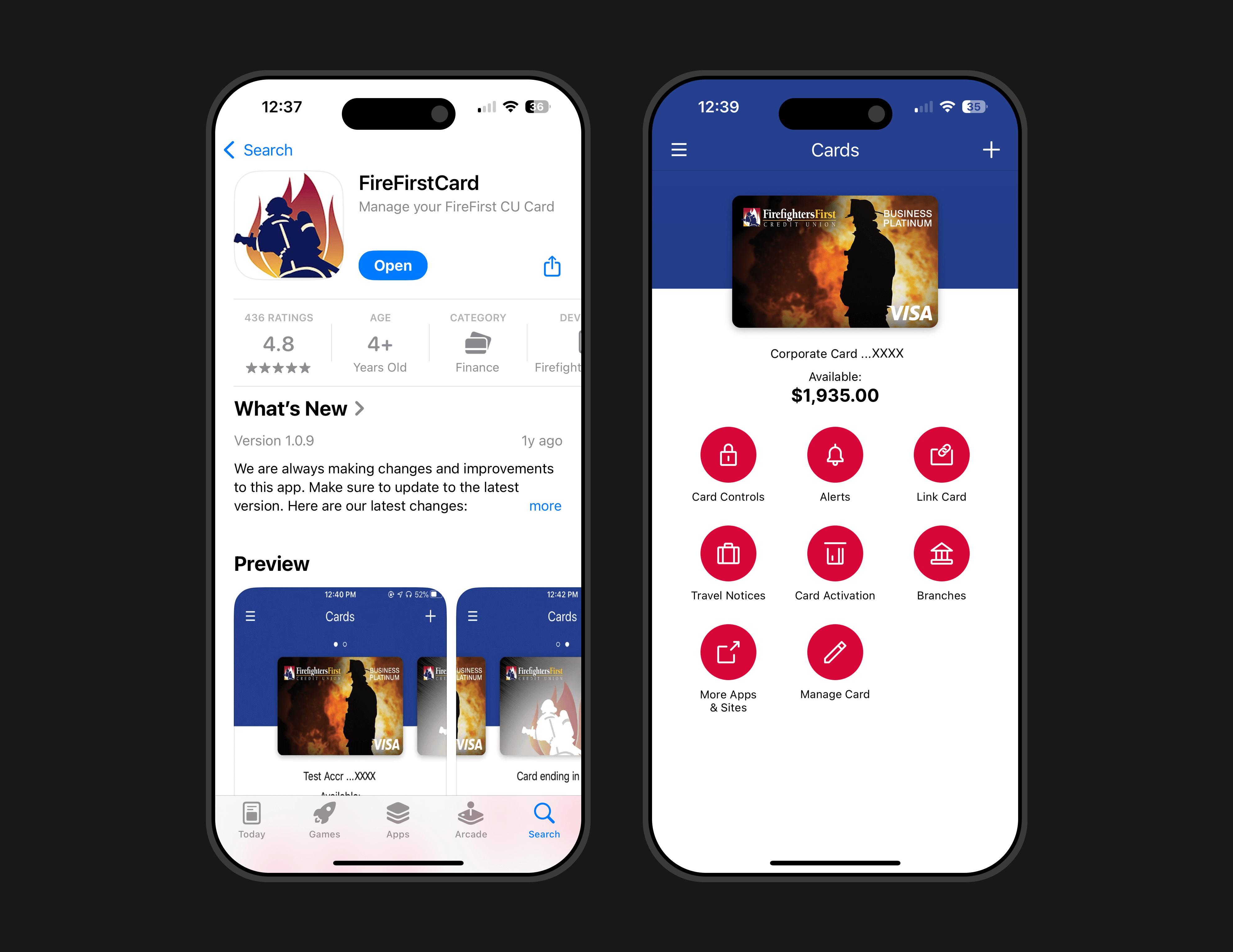FireFirstCard mobile app screenshot