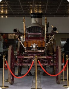 An antique fire engine displayed at FFCU Hendersonville