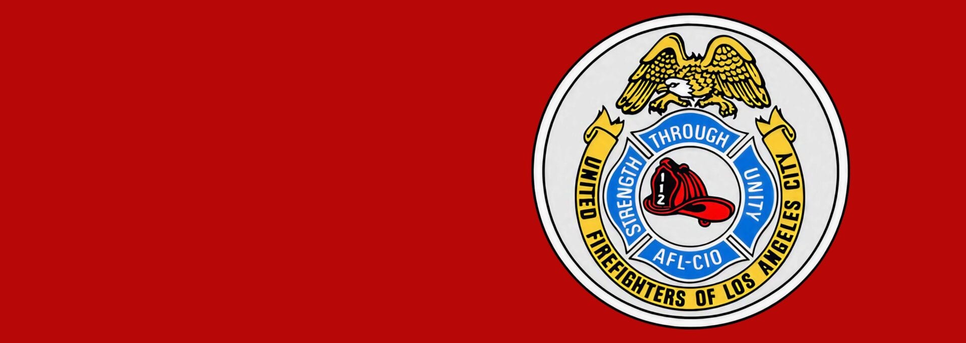 Official seal of the United Firefighters of Los Angeles City AFL-CIO on a dark red background