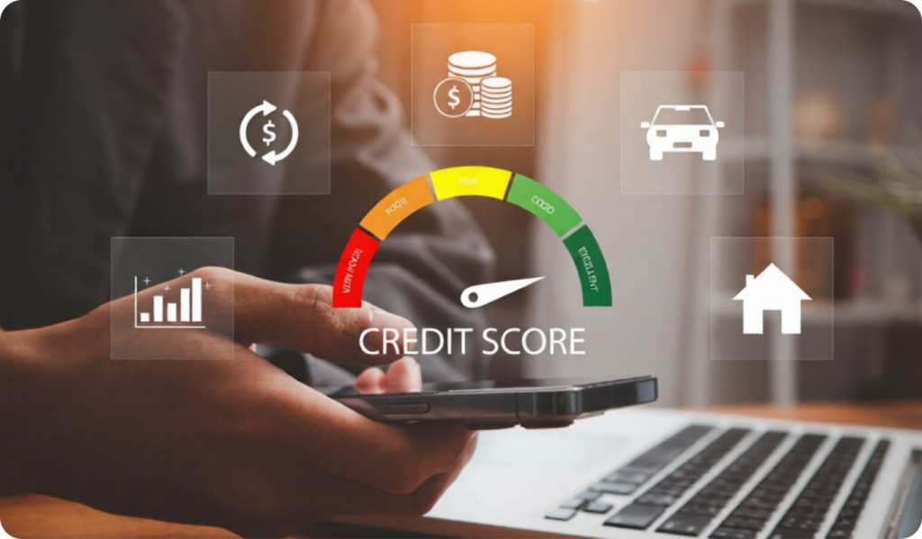 Credit Score with computer and phone