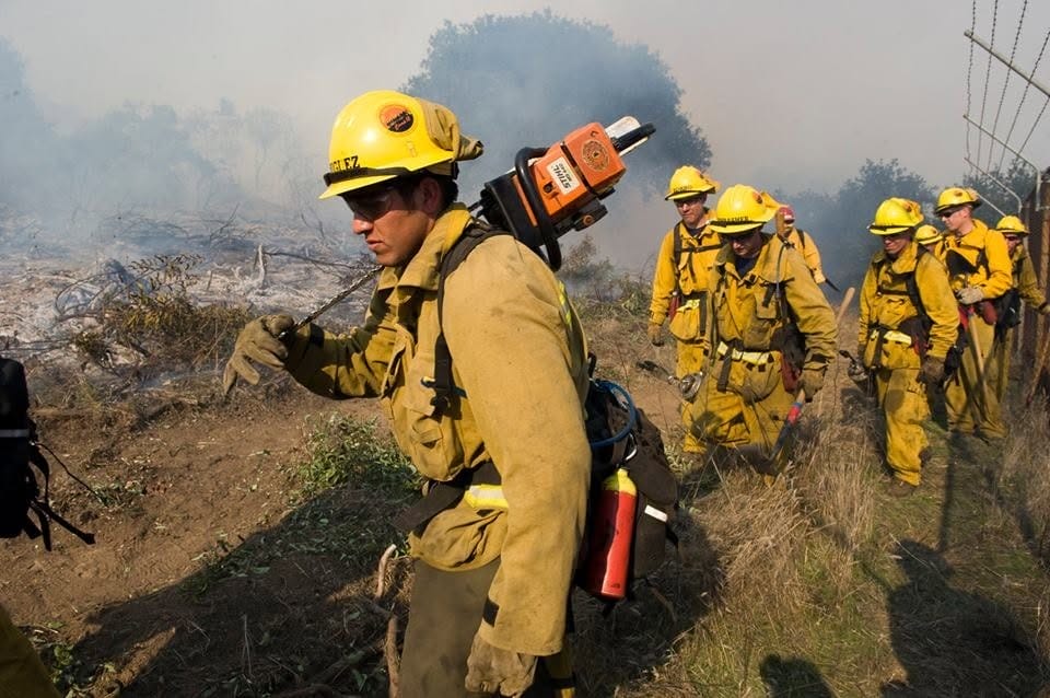 firefighters working